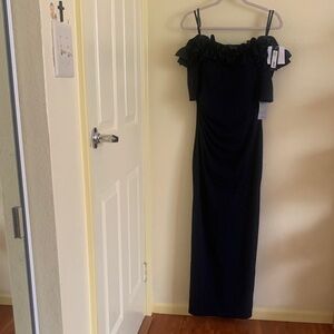 NWT XSCAPE Elegant  Black Off-Shoulder Dress